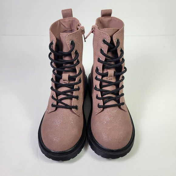 Steve Madden Girls Mauve Pink Shimmer Side Zip Up Boots Sz 12M - Picture 2 of 9